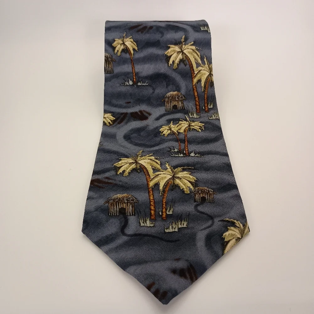 Vintage Tropicals by Tango 100% Silk Palm Tree Pattern Mens‎ Necktie